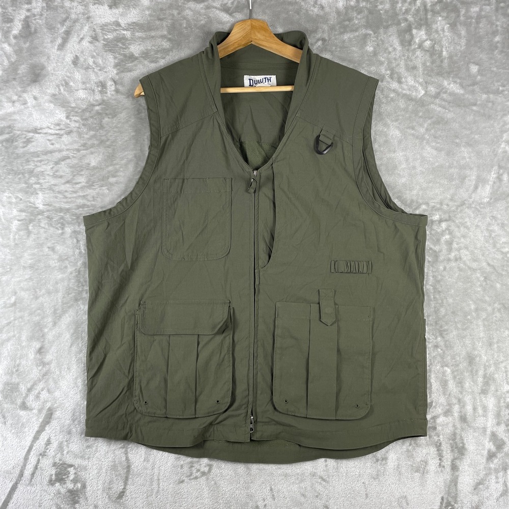 Duluth Trading Co Fishing Vest Mens Gardening Large Green Multi Pocket 90955